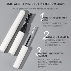 Gel de réglage de la sculpture naturelle imperméable à l'eau en forme de sauvage tenue forte gel des sourcils cire de coiffage longue tenue gel transparent pour les sourcils avec brosse - Product Image 2