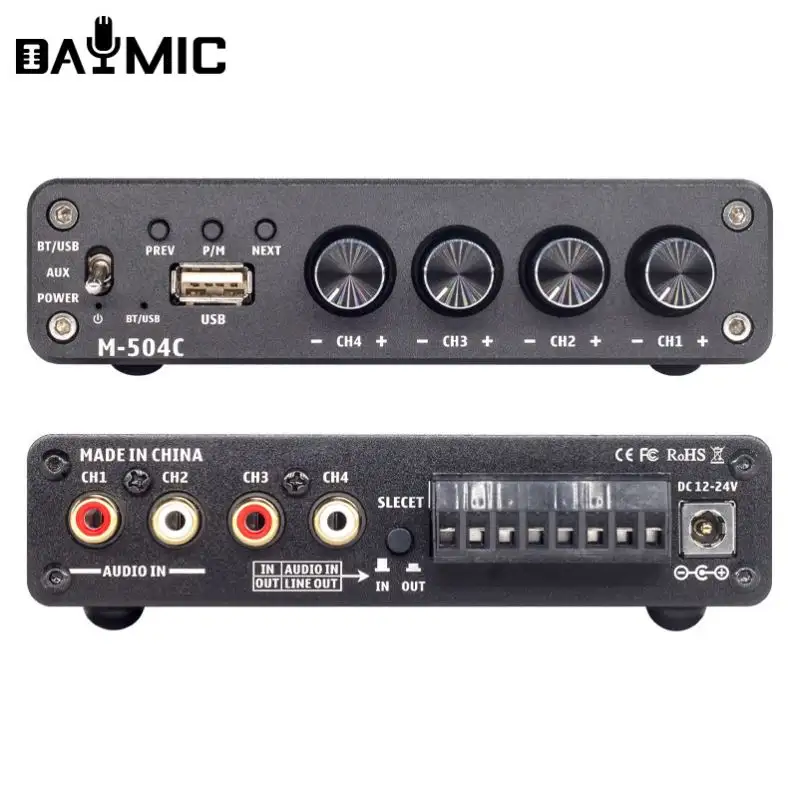 Fabrika OEM 50Wx4 M1 amp 4 kanal ses güç HiFi amplifikatörler BT 5.0Wx 4 ev sinema hoparlörü amplifikatörler