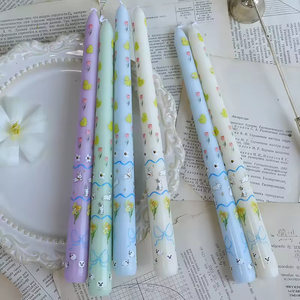 25cm <b>Long</b> Stem Floral Print Handmade Soybean Mixed Wax Smokeless Eco-Friendly Romantic Candlelight Dinner <b>Candle</b> - Product Image 4