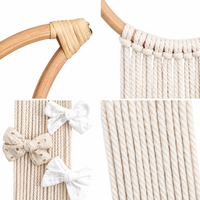 Organisateur de pinces à cheveux et porte-nœuds en bambou, forme croissant de lune, style bohème, écologique, multifonctionnel, décoration murale pour la maison