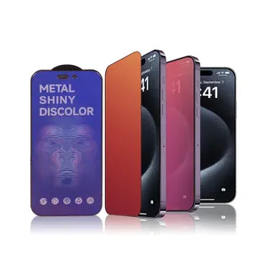 Nouveau produit 3D miroir confidentialité verre trempé protecteur pour iPhone 15 14 Pro max dégradé métal coloré protecteur d'écran Film