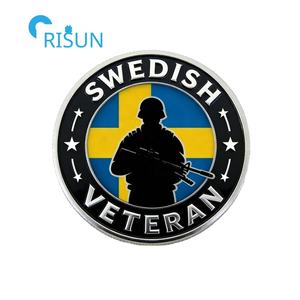 Monedas Conmemorativas Personalizadas de la Bandera de Suecia, Medallón de los Veteranos de las Fuerzas Armadas, Moneda de Desafío Personalizada de Suecia - Product Image 6