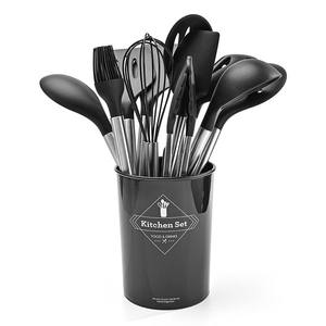 Ensemble de cuisine 11 pièces, ustensiles en silicone avec poignée en acier inoxydable, résistants à la chaleur, de qualité alimentaire, pour usage domestique - Product Image 3