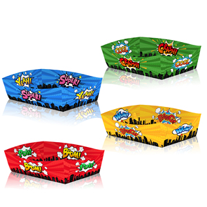 Huancai 24 PCS Hero Party Favor Jetable Papier Alimentaire Plateau De Service Snack Plateaux Papier Alimentaire Bateaux pour Enfants Fête D'anniversaire Fournitures - Product Image 2