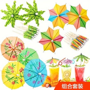 Octagonal Paper Cocktail Umbrellas 8cm Wide Disposable Garnish For Birthday Party Drink Decoration Set - Product Image 1
