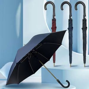 Parapluie droit semi-automatique anti-UV de 27 pouces, 8 baleines, coupe-vent, moderne, de haute qualité, personnalisé avec logo - Product Image 2