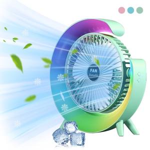 0728 7 Color Night Light Small Desk Fan Oscillating Air Cooler 3 Speeds Mini Ventilateur Desktop Table Cooling - Product Image 4