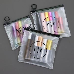 Sacs en plastique transparents avec logo personnalisé, mats et givrés, à fermeture éclair, pour cosmétiques, vêtements, emballages de cheveux, vente chaude - Product Image 5