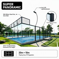 Pista de Pádel Panorámica Profesional con Estructura Reforzada, Pista de Pádel de Alta Calidad para Club Deportivo