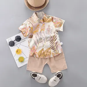 קיץ סגנון חדש בני עלים חולצות חליפת ילדים מקרית קצר שרוולים בגדי סט בני בגדי סטי בגדי תינוקות