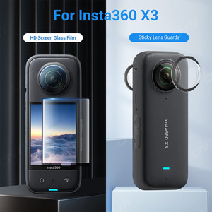Kit protezione schermo e lenti per fotocamera Insta360 X3: 2 pellicole in vetro temperato per schermo + 1 paio di protezioni per lenti in vetro temperato - Product Image 2