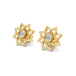 Pendientes de Flor con Diamantes de Laboratorio de Corte Brillante, Perforados con Láser, OEM ODM, Oro Personalizado de 10K para Mujer, 0.32 Ct, con Diamantes Laterales - Product Image 3
