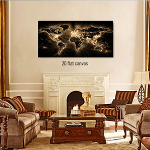 Mapa del Mundo en Tela Negra y Dorada, Arte para Colgar en la Pared, Decoración Geográfica Moderna sin Marco, Decoración para Sala de Estar, Estudio, Oficina, Entrada - Product Image 2