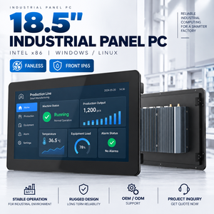 PC industriel Intel 18,5 pouces, Core i5 i7 J6412 N97, écran tactile 10 points, sans ventilateur, ordinateur HMI pour l'automatisation industrielle - Product Image 1