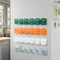 Crochet mural adhésif robuste à six rangées en plastique étanche pour manteaux, chapeaux, personnalisable pour armoire, cuisine, chaussures, sacs de nettoyage, sacs doubles