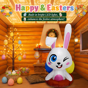 4FT <b>Easter</b> Inflatable Cute Blow up Winking Bunny & <b>Egg</b> Yard Decoration with LED Lights for Home Hotel Garden Party - Product Image 5