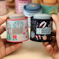 Boîte à thé ronde à double couvercle personnalisable de 30ml en fer blanc pour bougies de feux d'artifice de thé-Souvenir imprimé sans couture