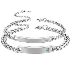 Her King His Queen Stainless Steel <b>Couple</b> <b>Bracelet</b> With Crown Engraving Gift For Lovers - Product Image 4