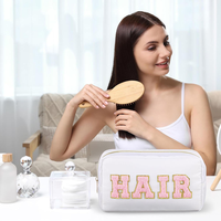 Trousse de Maquillage en Nylon KS avec Fermeture Éclair, Poignée Souple, Motif Lettres, Sac Durable pour Voyage en Extérieur, Étui à Maquillage pour Femmes
