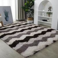 Tapis shaggy moderne de style nordique, technique 3D, en polyester épaissi, pour chambre à coucher et salon, pour table basse, tapis d'intérieur