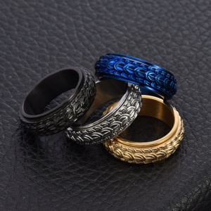 Anillo Giratorio de Acero Inoxidable con Escamas de Dragón, Anillo Retro Personalizado de Moda para Hombre - Product Image 2