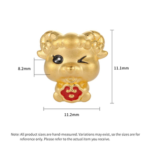 2025 Zodiac culture cute style 24k micro-hard gold pure gold sheep shape <b>bracelet</b> <b>beaded</b> luxury gold jewelry - Product Image 4