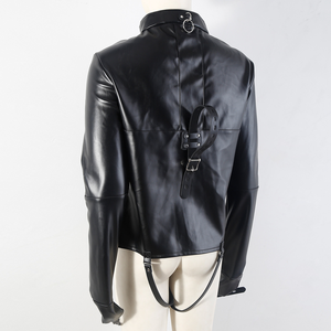 Bondage Body Harness Sex BDSM Bevestigingsjas Sex Bevestigingen Volwassen Zwarte Lederen Jas Sex Bevestigingen BDSM Jas - Product Image 3