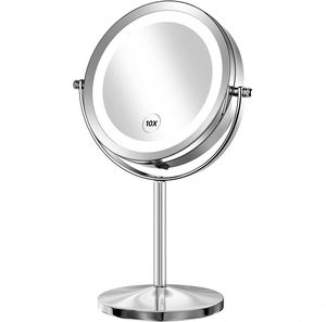 Wholesale Portable 360 Degrees Rotatable Double-Sided <b>LED</b> Metal Decorative Contemporary Design <b>Makeup</b> <b>Mirror</b> - Product Image 1