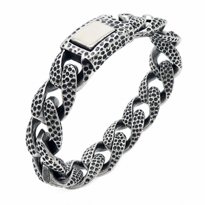 Pulsera Clásica de Eslabones Cubanos Martillados Estilo Hip Hop, Sin Níquel, Impermeable, de Acero Inoxidable 316L, Tono Dorado, Joyería Urbana para Hombre - Product Image 1