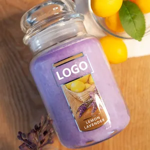 Diskon besar lebih dari 110 jam waktu bakar Lavender klasik beraroma stoples besar lilin kaca sumbu tunggal