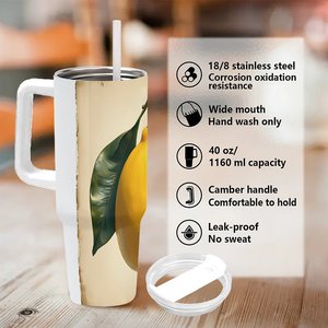 Personalized Stainless Steel Outdoor <b>Thermos</b> <b>Cup</b> Insulated Metal Tumbler 40oz With Lemon Design - Product Image 5