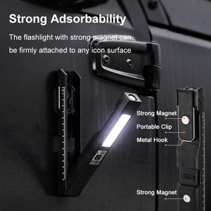 Lampe de poche professionnelle XTE LED COB Lumière rouge et bleue Aimant Règle de mesure Réparation automobile 180 °   Éclairage de travail d'urgence USB rotatif - Product Image 5