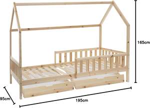 Solido legno di pino naturale <span class=keywords><strong>letto</strong></span> cabina per bambini 90X190 cm con 2 cassetti e tetto per camera da <span class=keywords><strong>letto</strong></span> moderna - Product Image 2