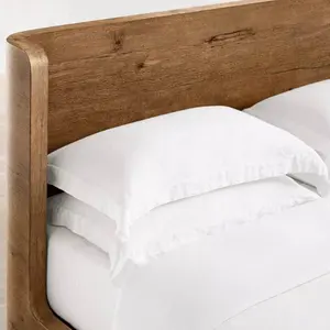 Muebles de dormitorio de estilo nórdico de madera de roble doble tamaño Queen King cama de plataforma japonesa con cabecero