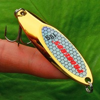 Cuillers de Pêche Métalliques pour Poisson d'Eau Salée 3-65g, Coloris Or Argent, avec Hameçon Triple, pour Truite
