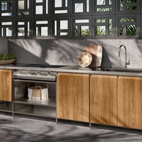 Cuisine extérieure moderne, armoire en bois massif, porte en chêne, design modulaire, surface facile à nettoyer