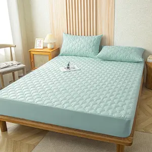 Ready To Ship Printing Plain Color Mattress Protective Cover Fixed Bedspread Set Coverlet Fitted Bed Cover Quilted Bed Sheet