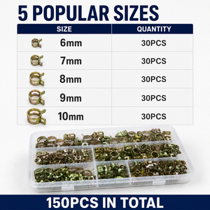 Kit de 150 colliers de serrage à ressort en fer galvanisé (6-10 mm) pour tuyaux de carburant, d'huile et d'eau, pour voitures et camions, avec pinces de serrage - Product Image 2