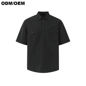 Chemises à manches courtes sur mesure de style coréen rétro 100 % coton anti-rétrécissement pour hommes – Fourniture ODM haut de gamme pour vêtements de travail et décontractés - Product Image 1
