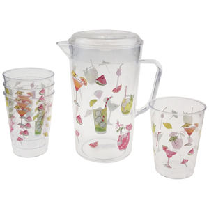 Caraffe d'acqua in plastica trasparente da 1 litro con quattro <span class=keywords><strong>bicchieri</strong></span> - Product Image 1