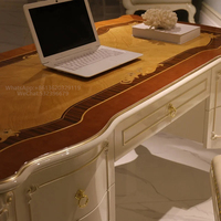 Moderne de luxe français classique en bois blanc sculpté placage de bureau convertible ensemble de meubles de bureau à domicile utilisation dans les immeubles de bureaux