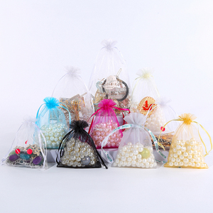 Ready Stock Wholesale Gold <strong>Foil</strong> Organza Sheer <strong>Mesh</strong> Drawstring Tassels Customizable Gift Bags Jewelry Packaging Wedding Christmas - Product Image 1