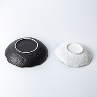 Bol en pierre plate de luxe en céramique, assiette à soupe profonde, blanche, rétro personnalisée, rond irrégulier, plat, de luxe, mat, noir, usine, pièces
