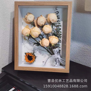 Dried Flower <b>Photo</b> <b>Frame</b> Solid Wood Rectangle Vertical Handmade Home Decoration Craft Ornament Wall Mount - Product Image 4