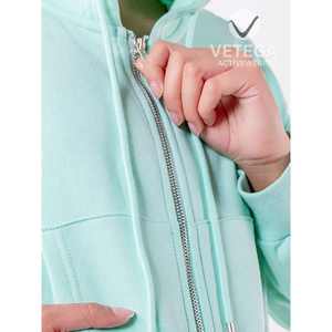 Conjunto Deportivo Vetega para Mujer, Sudadera con Capucha y Cierre de Cremallera, Cuello Redondo, Color Sólido, Pantalones, Ajuste Holgado y Elasticidad Media - Product Image 5