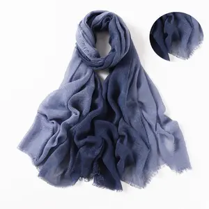 2022 Yiwu hot selling summer gradient rainbow scarves shawls fashion new hand painted bubble wrinkle cotton scarf