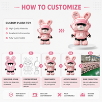 Produsen OEM ODM Boneka Kelinci Pink Buatan Khusus dengan Mainan Boneka Plush Lembut untuk Pesanan Grosir dan Label Pribadi
