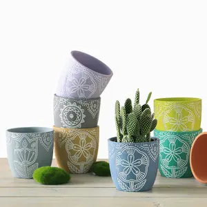 Vaso de planta para jardim, vaso de flores de cerâmica baixa qu, usado com planta verde/flor 8 cores para chão opcional, jardim