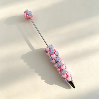 Perle en résine acrylique colorée en forme de rose avec strass pour stylo à logo, largeur d'écriture 1,0 mm, pour la fabrication de bijoux DIY, vente en gros