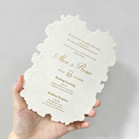 Cartes d'invitation de mariage personnalisées en papier coton spécial, impression 3D en relief, format surdimensionné, impression typographique et offset, impression Vanille